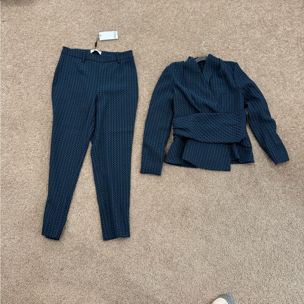 Navy Blue Fitted Blazer Structured Professional Cut